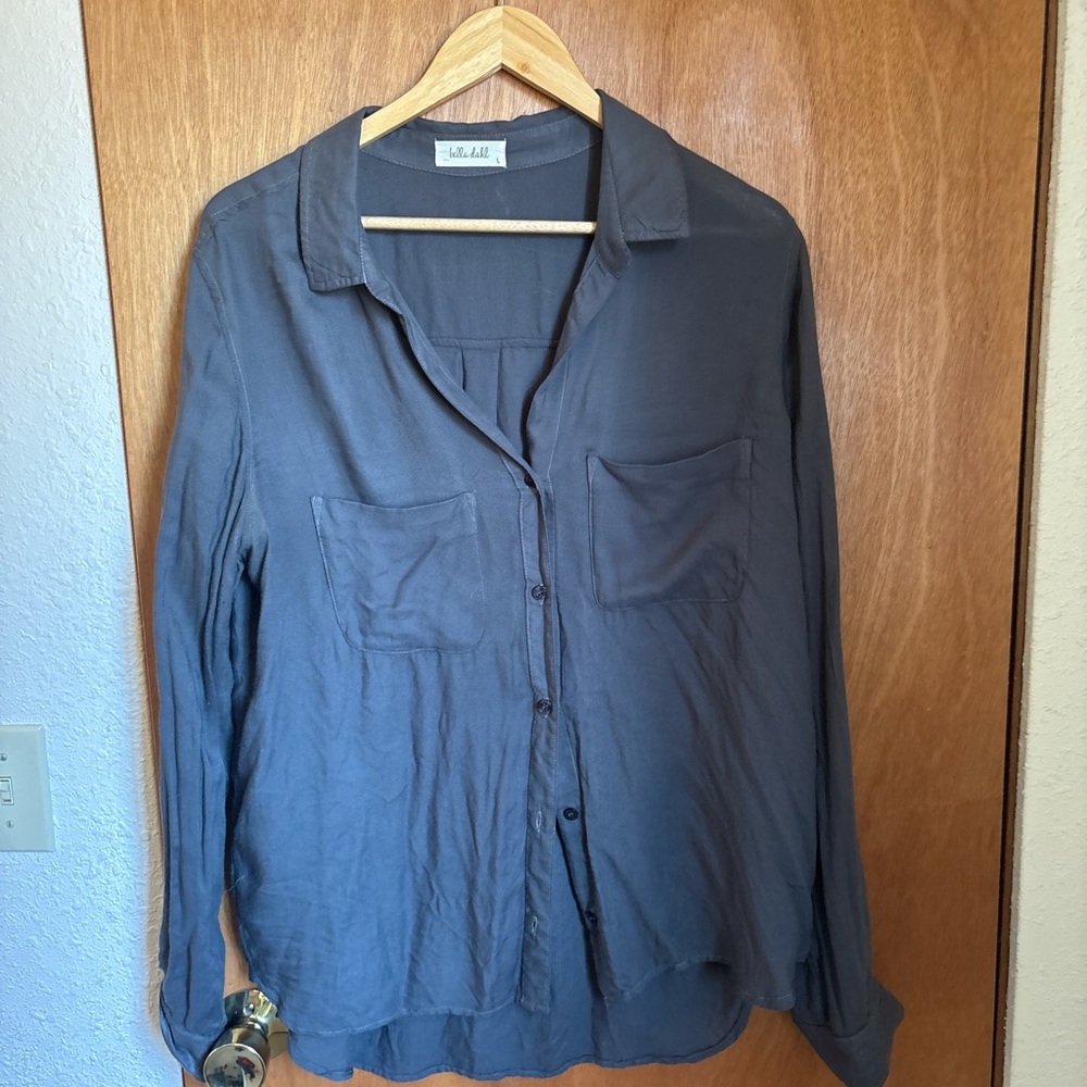 Bella Dahl Charcoal Button-Up Blouse